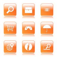 SEO Internet Sign Square Vector Orange Icon Design Set 10 N12