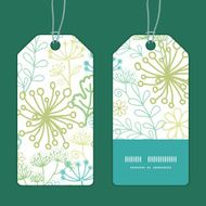 Vector mysterious green garden vertical stripe frame pattern tags set