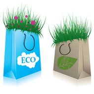 Eco bags with green grass