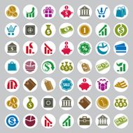 Money icons vector set finance theme simplistic symbols