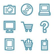 Blue line electronics contour icons V2