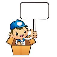 Delivery Man in box the hand is holding a picket N2