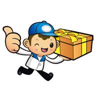 Blue Delivery Man Mascot the right hand best gesture N3
