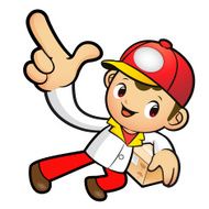 Red Delivery Man mascot the left hand guides N2