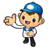 Blue Delivery Man mascot Suggests the direction Product and Dis