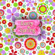 Early Spring cheer up motivational background Offer tag Flowers