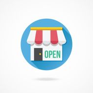 Vector Shop Building with Open Sign Icon