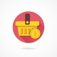 Vector Shopping Basket and Gold Coin Icon N2