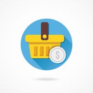 Vector Shopping Basket and Silver Coin Icon N2