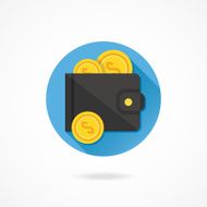Vector Wallet and Gold Coins Icon