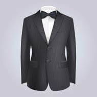 Male Clothing Stiped Dark Suit with Bow Tie Vector N2