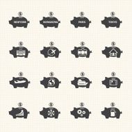 piggy bank icon set N4