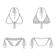 Front back and side views of blank bikini N2