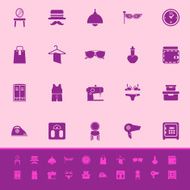 Dressing room color icons on pink background N2