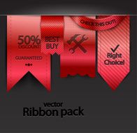 Set of vector red ribbons N2