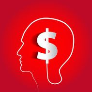 Money icon design in head think concept - vector illustration