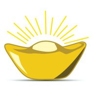 The gold bar on white background
