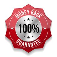 Red hundred percent money back badge