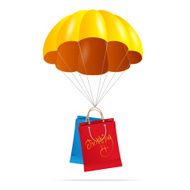 Yellow parachute with shopping bag