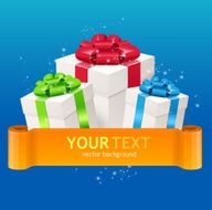 Gift boxes with bow and ribbon for text