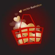 Shopping cart filled with gold hearts