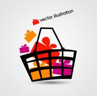 Basket and multicolored gift boxes