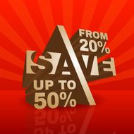 Red 3D vector text of sale discount price offer N28