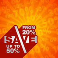 Red 3D vector text of sale discount price offer N32