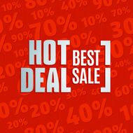 Red 3D vector text of sale discount price offer N33