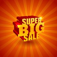 Red 3D vector text of sale discount price offer N36