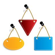 Label set hanging on push-pins