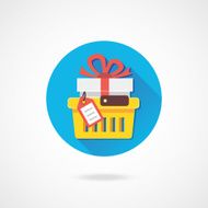 Vector Shopping Cart with Gift and Tag Icon N2