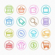 Shopping line color icon set # Vector illustration
