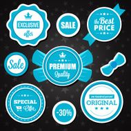 Vector Holiday Sale Badges Stickers and Labels Blue