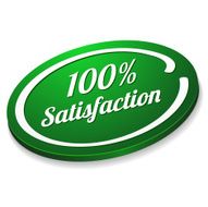 Oval green hundred percent satisfaction button