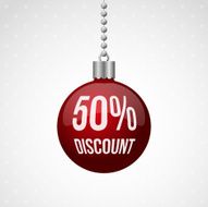 Red fifty percent discount christmas ball