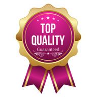 Pink top quality badge with ribbon