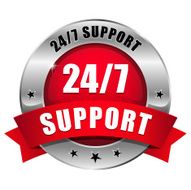 Red twenty-four seven support seal