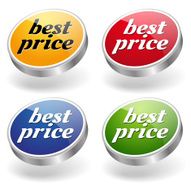 Round best price buttons in four different colors