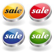Round sale buttons in four different colors