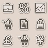 E-business web icons brown contour sticker series