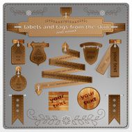 Signs and tags from the skin wood