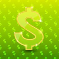Green dollar sign on pattern background