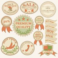 Vintage labels and ribbon retro style set Vector design elements