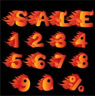 Flaming Numbers percent symbol and word SALE