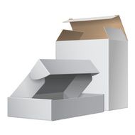two white cardboard packing boxes