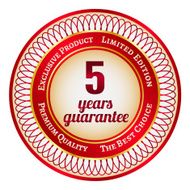 Label on 5 year guarantee