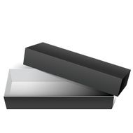 Black Cardboard Package Box Opened