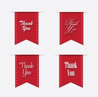 Thank you note banner ribbon set collection in red color
