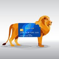 Gredit card hung on king lion